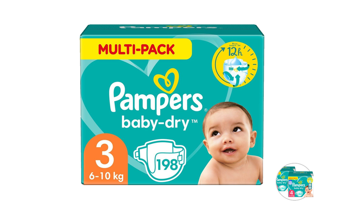 pampers baby dry rozmiar 3 198 sztuk