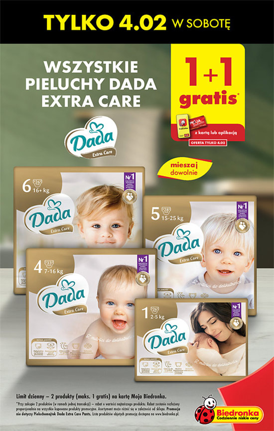 promocja pieluchy exra cacre z kartą moja biedronka