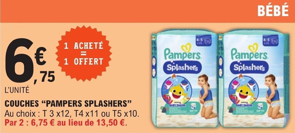 pampers splashers leclerc