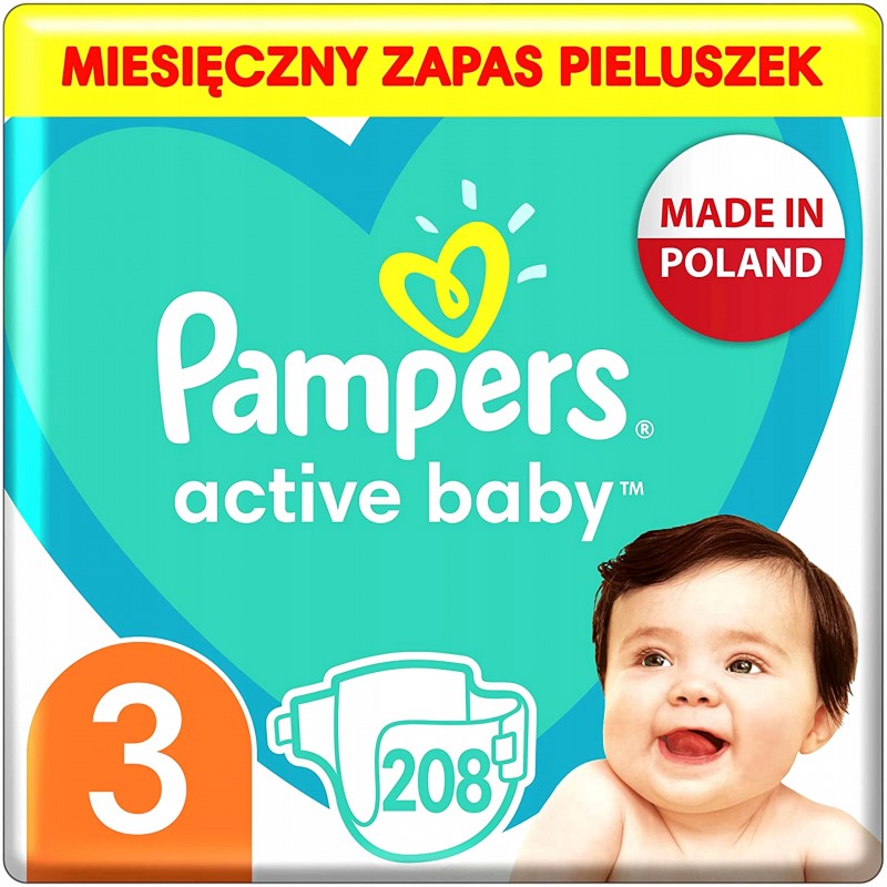 pampers pieluszki active baby 3 midi 208 szt