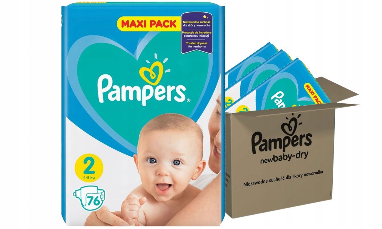 pampers new baby-dry rozmiar 2 mini 228 pieluszek