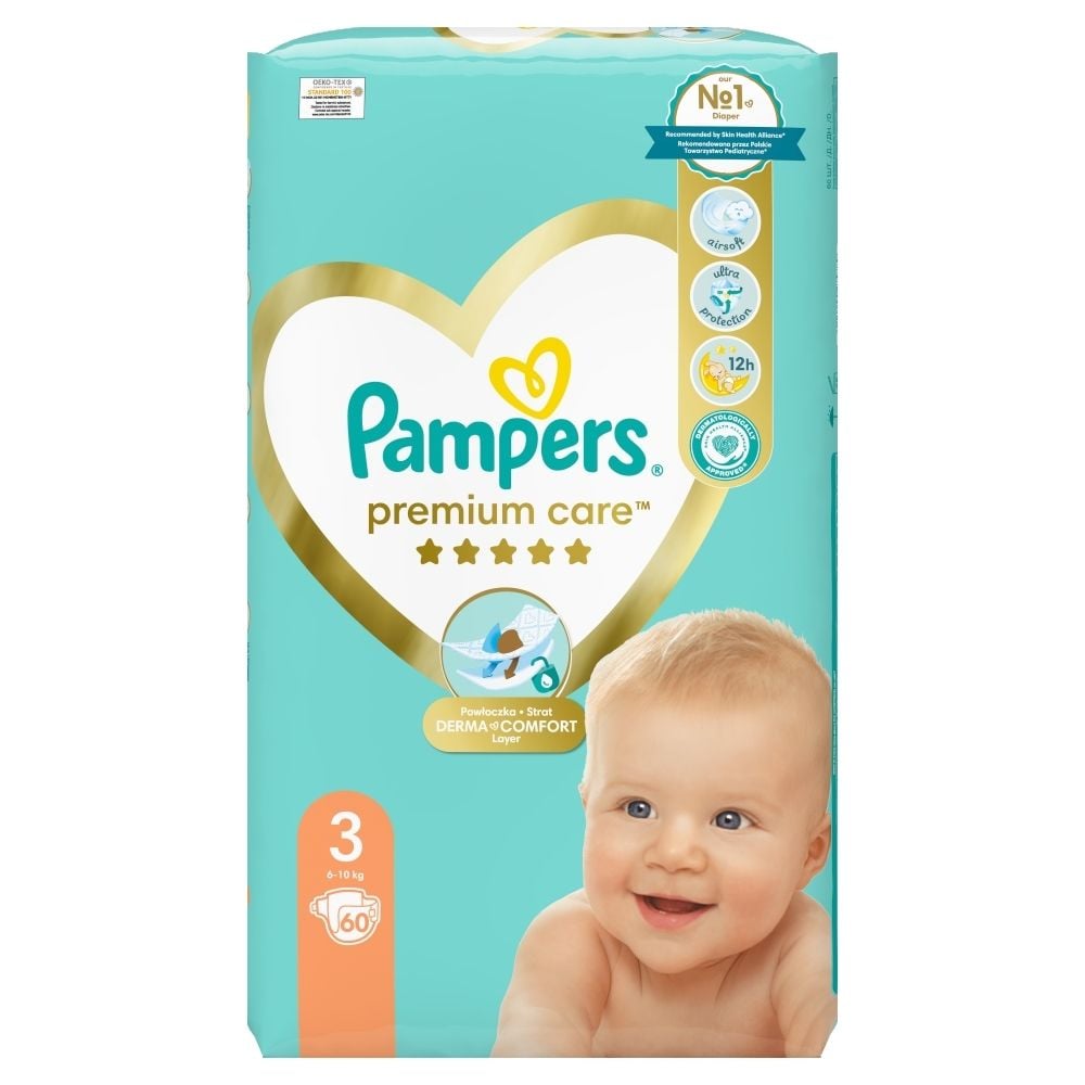 pampers premium care pieluchy jednorazowe rozmiar 3 midi 60 szt