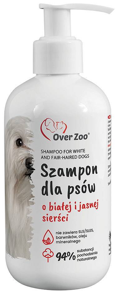 szampon dla psa o włosach miękkich koloru białego
